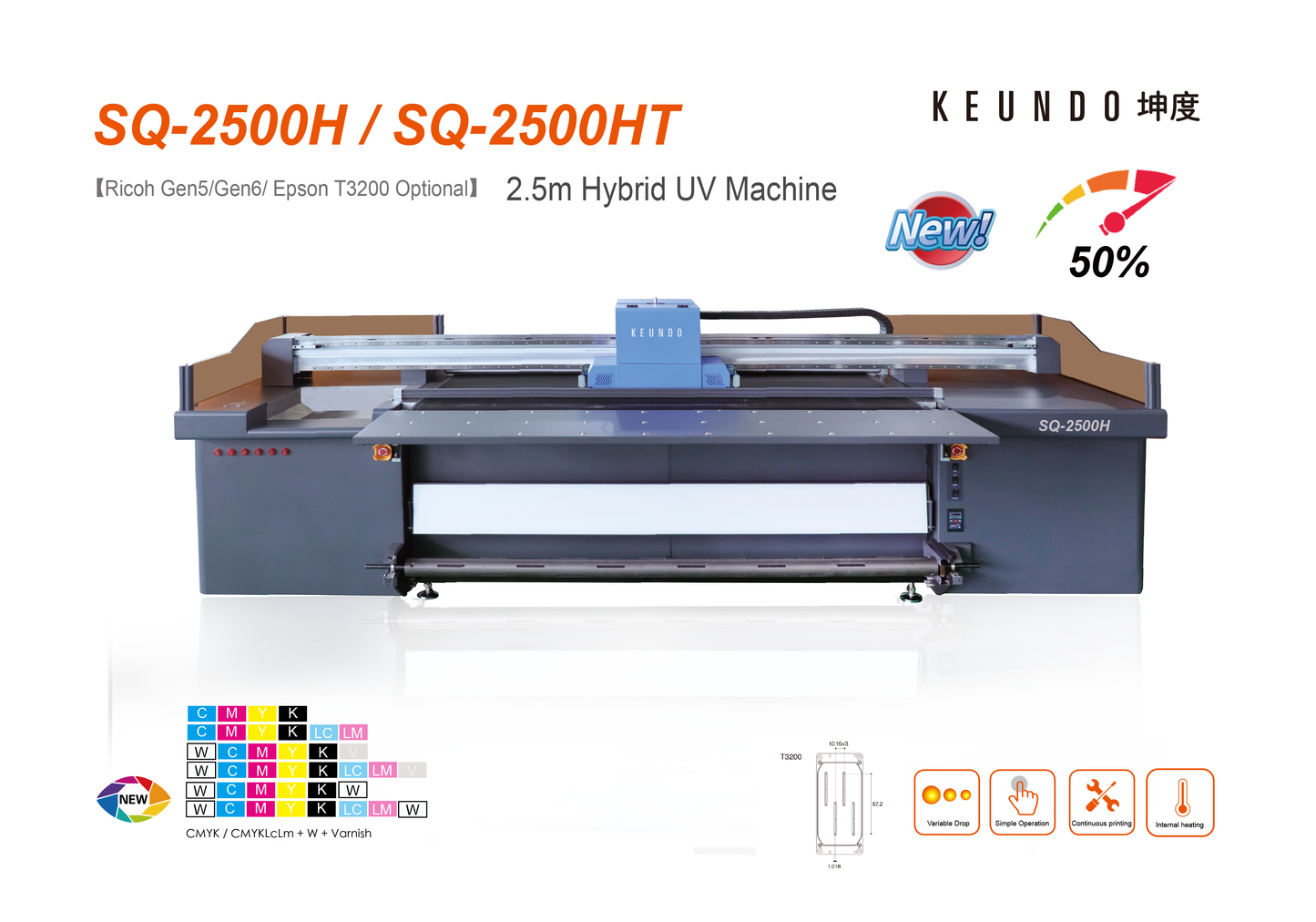 SQ 1800H Pro UV Hybrid Printer (72"/98"/128")