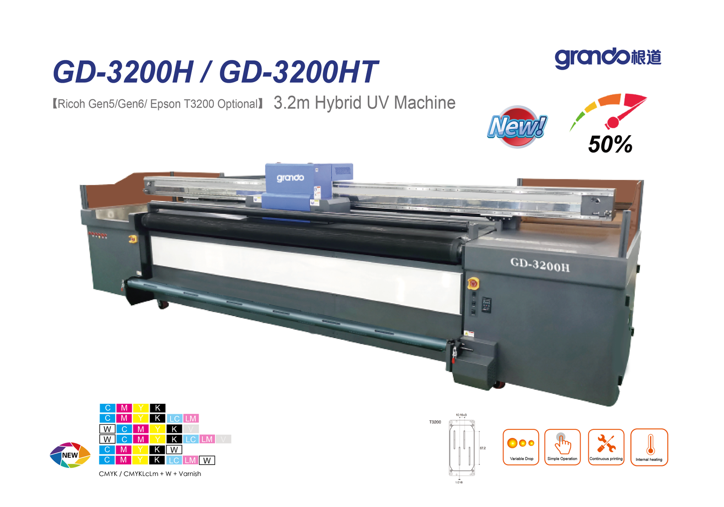 SQ 1800H Pro UV Hybrid Printer (72"/98"/128")